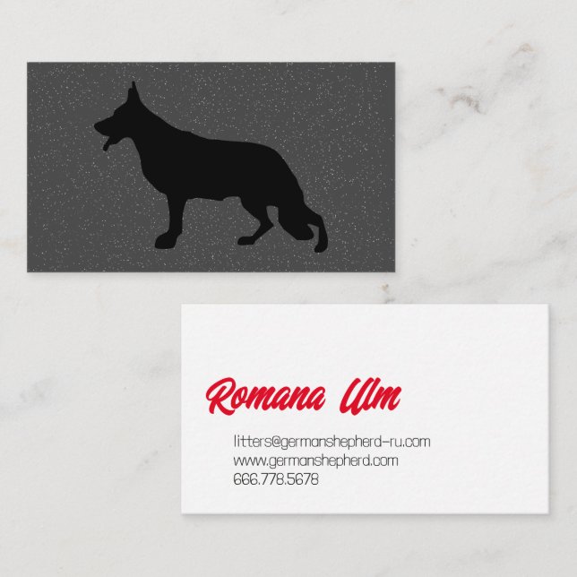 Black Shepherd Dog Illustration Business Card (Front/Back)