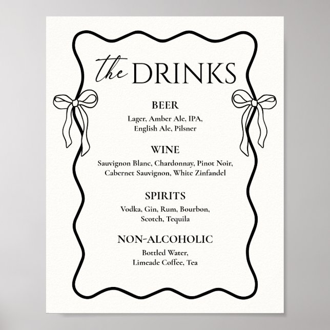 Black Shes Tying the knot Bridal Shower Bar Menu Poster (Front)