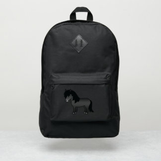 Black Shetland Pony Cute Cartoon Illustration Port Authority® Backpack