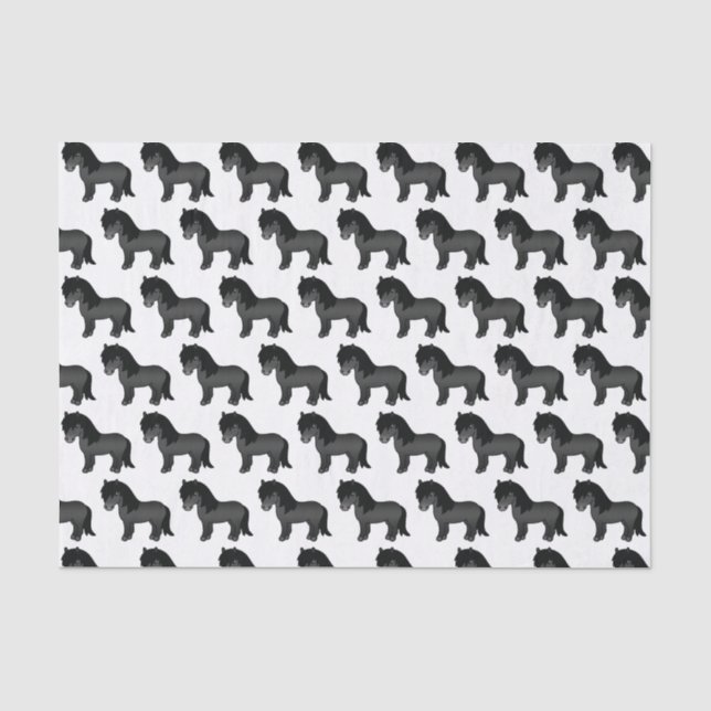 Black Shetland Pony Cute Cartoon Pony Pattern Tissue Paper (Front)