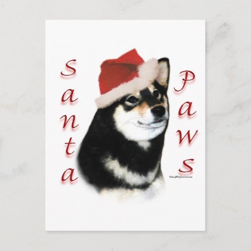 Black Shiba Inu Santa Paws Holiday Postcard
