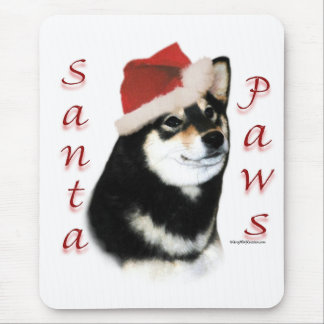 Black Shiba Inu Santa Paws Mouse Pad