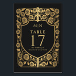 Black Shield Medieval Fantasy Monogram Wedding  Table Number<br><div class="desc">Celebrate with this Royal Sword & Shield Medieval Fantasy Monogram design. This design is perfect for couples seeking a regal yet modern medieval fantasy esthetic. PLEASE NOTE: The gold featured in this design NOT real foil. Items are printed exactly as they appear on your screen when you add to the...</div>
