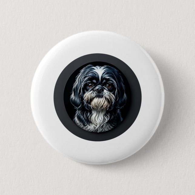black shih tzu button (Front)