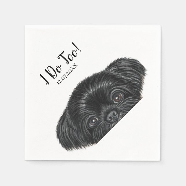 Black Shih Tzu Cocktail Napkins Wedding  (Front)