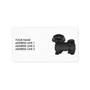 Black Shih Tzu Cute Cartoon Dog & Custom Text Label