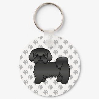 Black Shih Tzu Cute Cartoon Dog Illustration Keychain