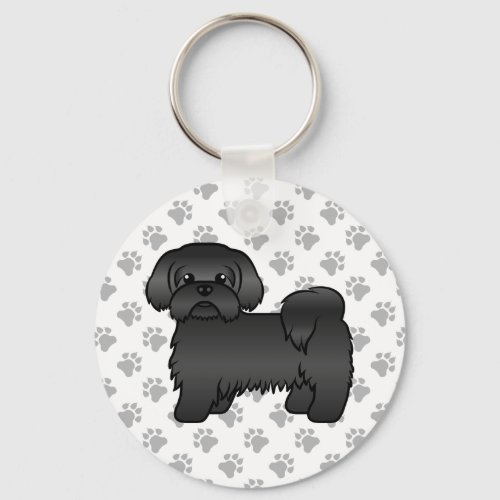 Black Shih Tzu Cute Cartoon Dog Illustration Keychain