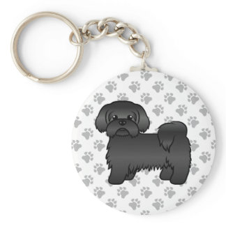 Black Shih Tzu Cute Cartoon Dog Illustration Keychain