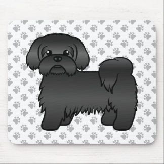 Black Shih Tzu Cute Cartoon Dog Illustration Mouse Pad