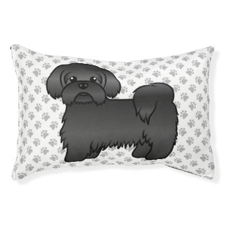 Black Shih Tzu Cute Cartoon Dog Illustration Pet Bed