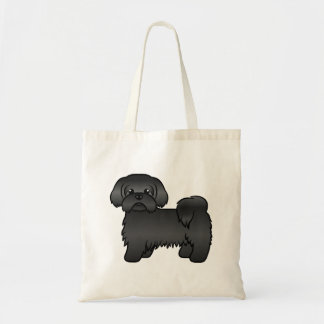 Black Shih Tzu Cute Cartoon Dog Illustration Tote Bag