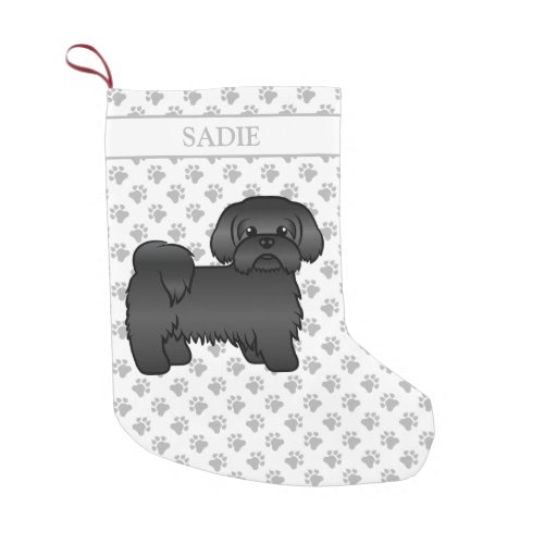 Black Shih Tzu Cute Cartoon Dog  Name Small Christmas Stocking