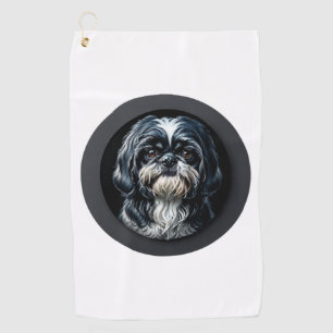 black shih tzu golf towel