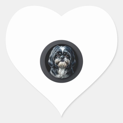 black shih tzu heart sticker