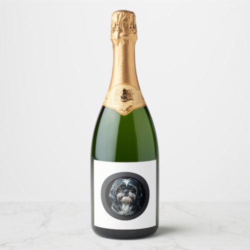 black shih tzu sparkling wine label