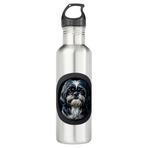 black shih tzu stainless steel water bottle