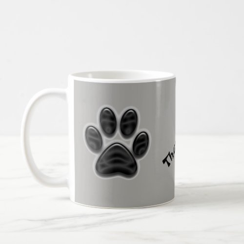 Black Shimmer Paw Print Thank You Animal Caregiver Coffee Mug