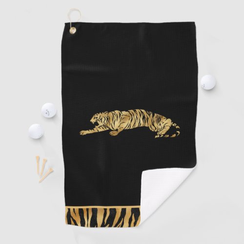 Black  Shimmery Gold Personalized Golf Towel