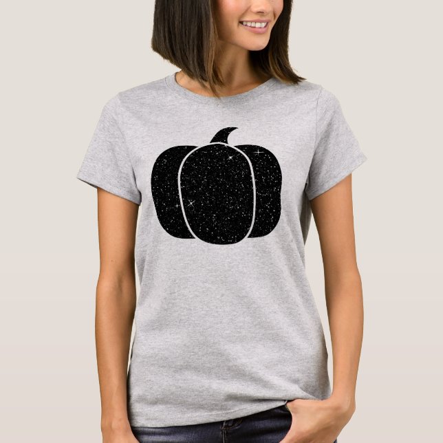 Black Shimmery Pumpkin T-Shirt (Front)
