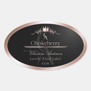 Black Shiny Product Label Rose Gold Frame Monogram