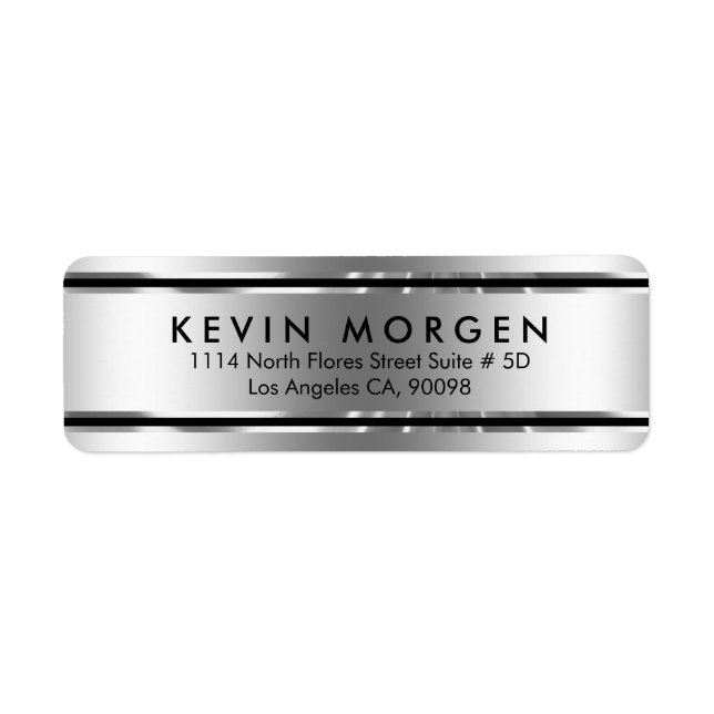Black & Shiny Silver-Gray Stripes Label (Front)