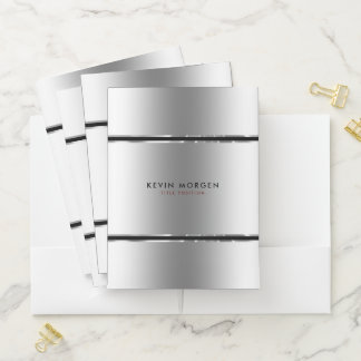 Black & Shiny Silver Stripes Pocket Folder