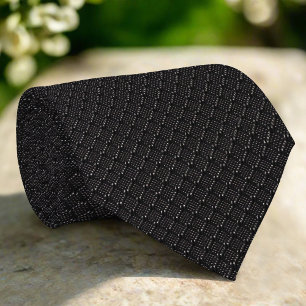 Black Shiny Square Shape Elegant Fabric Texture Neck Tie