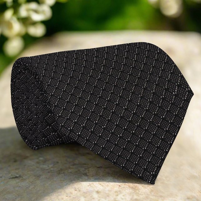 Black Shiny Square Shape Elegant Fabric Texture Neck Tie (Creator Uploaded)