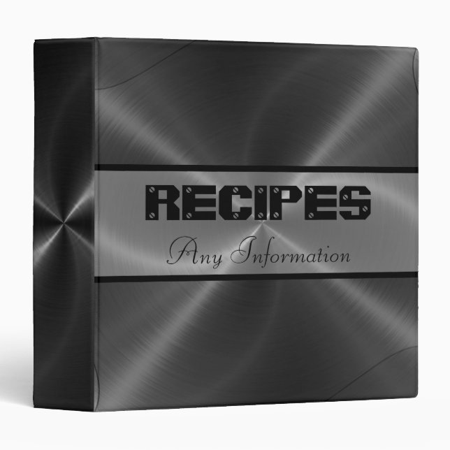 Black Shiny Stainless Steel Metal 2 Binder (Front/Spine)