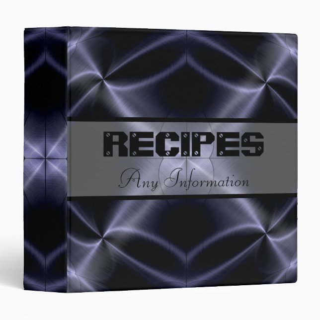 Black Shiny Stainless Steel Metal 3 Ring Binder (Front/Spine)