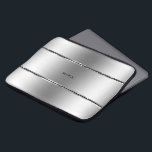 Black & Shiny Stainless-Steel Stripes Laptop Sleeve<br><div class="desc">Elegant modern geometric stainless steel with black stripes accent. Optional monogram.</div>