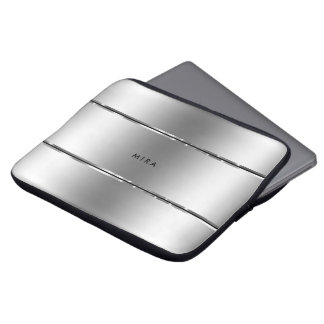Black & Shiny Stainless-Steel Stripes Laptop Sleeve