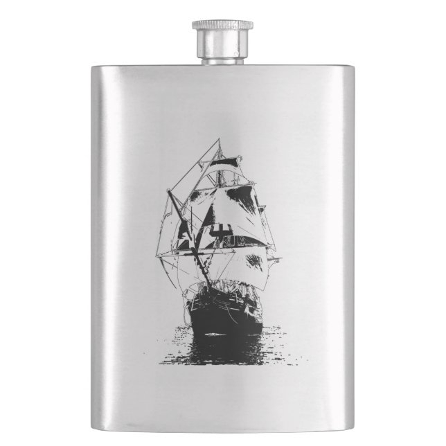Black Ship Silhouette Flask (Front)