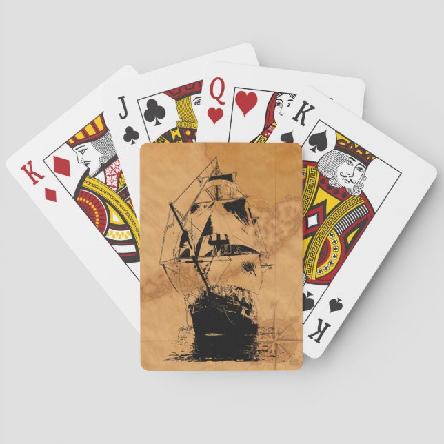 Black Ship Silhouette Poker Cards (Back)