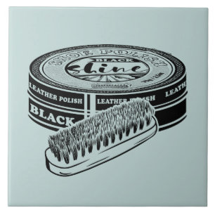 Black shoe polish tin ceramic tile