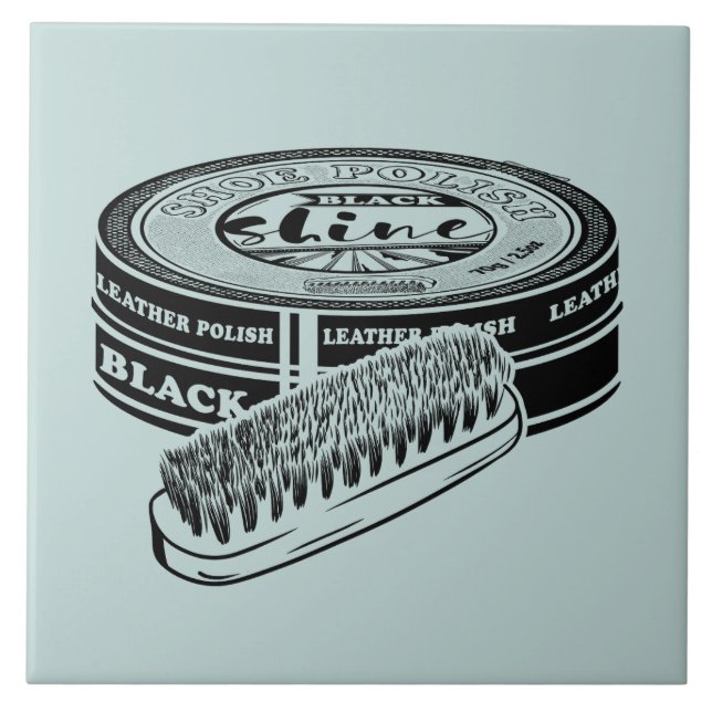 Black shoe polish tin ceramic tile (Front)