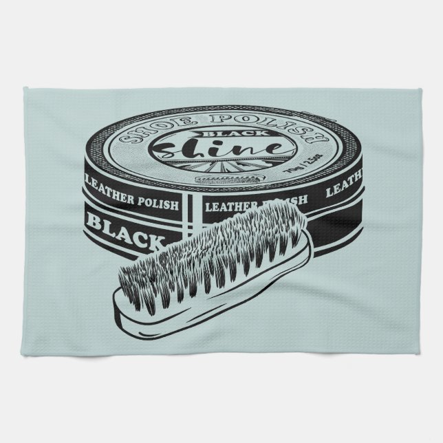 Black shoe polish tin kitchen towel (Horizontal)