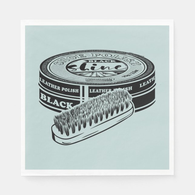 Black shoe polish tin napkins (Front)