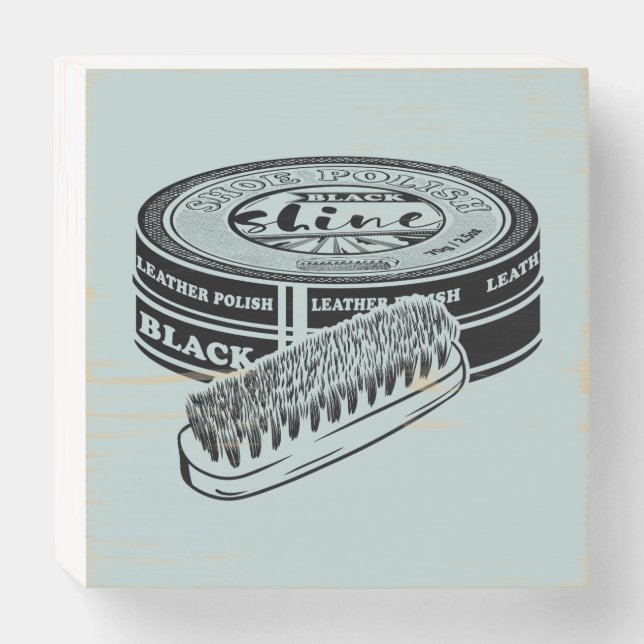 Black shoe polish tin wooden box sign (Front Horizontal)