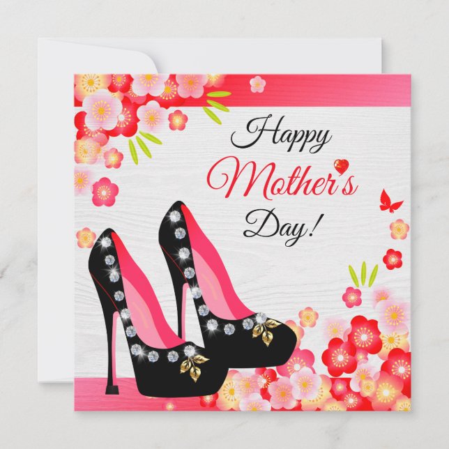 Black Shoes With Diamond & Gold Mother's Day Card (Front)