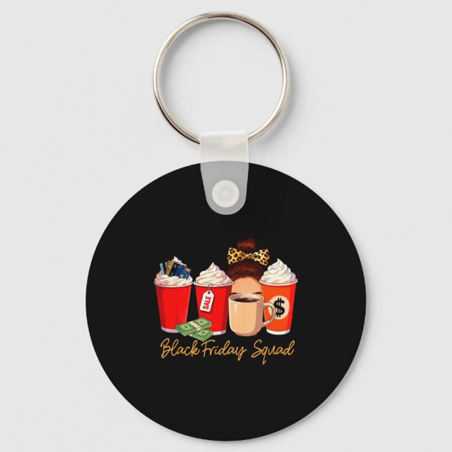Black Shopng Friday Squad Coffee C Coffee Lover  Keychain (Front)