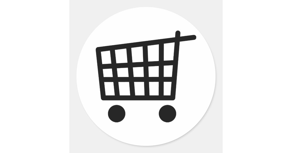 Small Trolley Sticker black shopping trolley classic round sticker | Zazzle