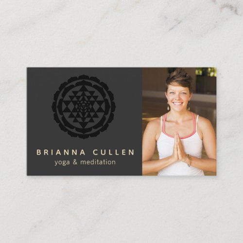 Black Shri Yantra Meditation Yoga Add Photo Business Card