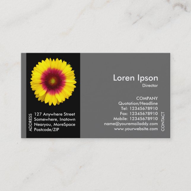 Black Side Band Flower - Blanket Flower Business Card (Front)