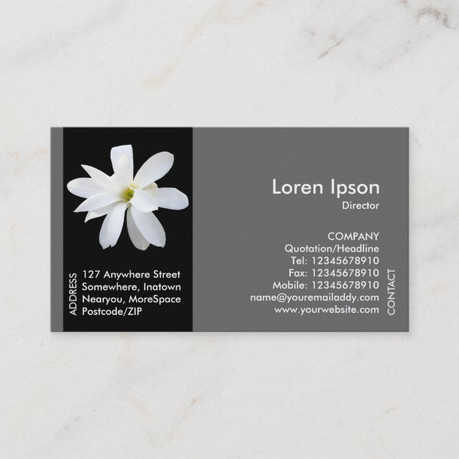 Black Side Band Flower - Magnolia Business Card (Front)