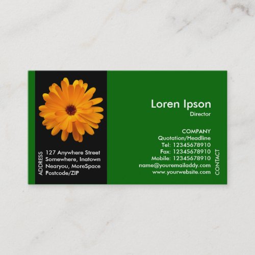 Black Side Band Flower _ Orange Marigold _ Green Business Card