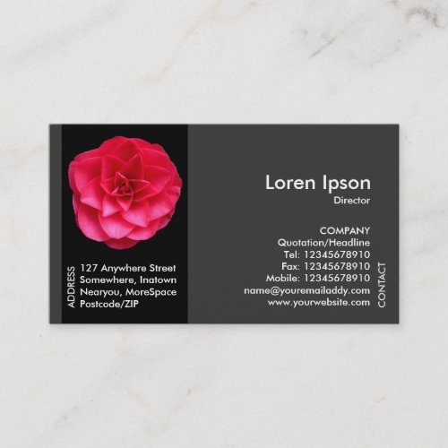 Black Side Band Flower _ Red Camellia Business Card