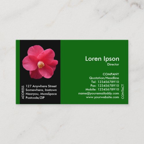 Black Side Band Flower _ Red Camellia II _ Green Business Card