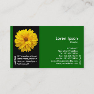 Black Side Band Flower - Yellow Chrysanth - Green Business Card